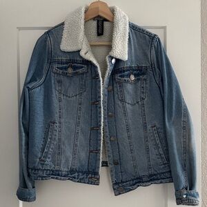 Jou Jou Blue Jean Jacket with White Sherpa Collar